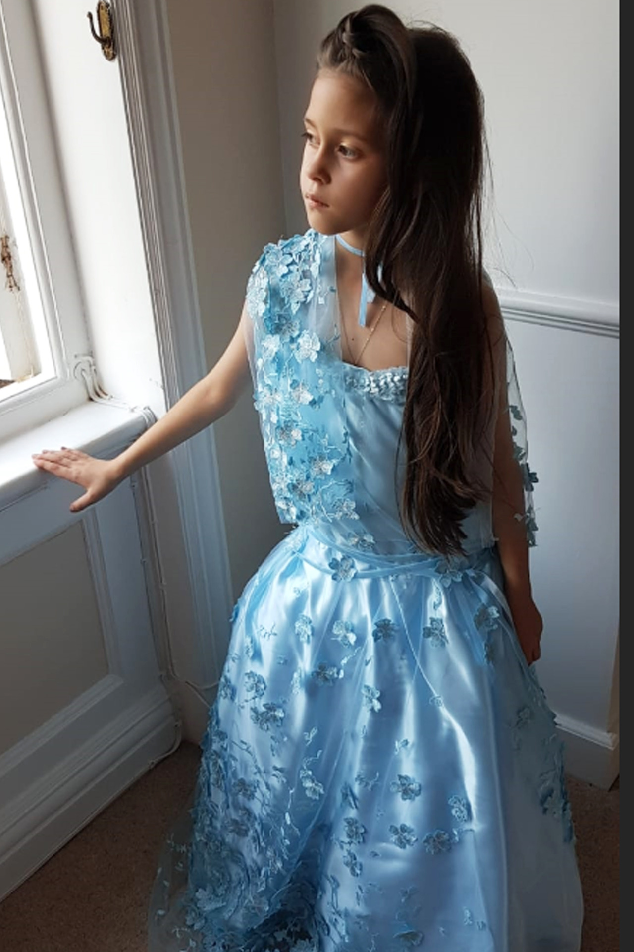 Blue Hydrangea Couture Dress by Miashan - Beautiful hand crafted high fashion for girls